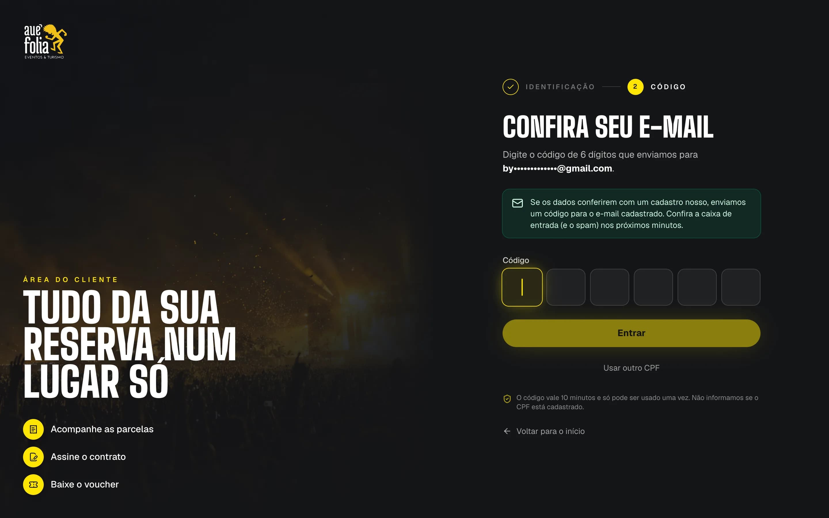 Área do cliente, etapa do código