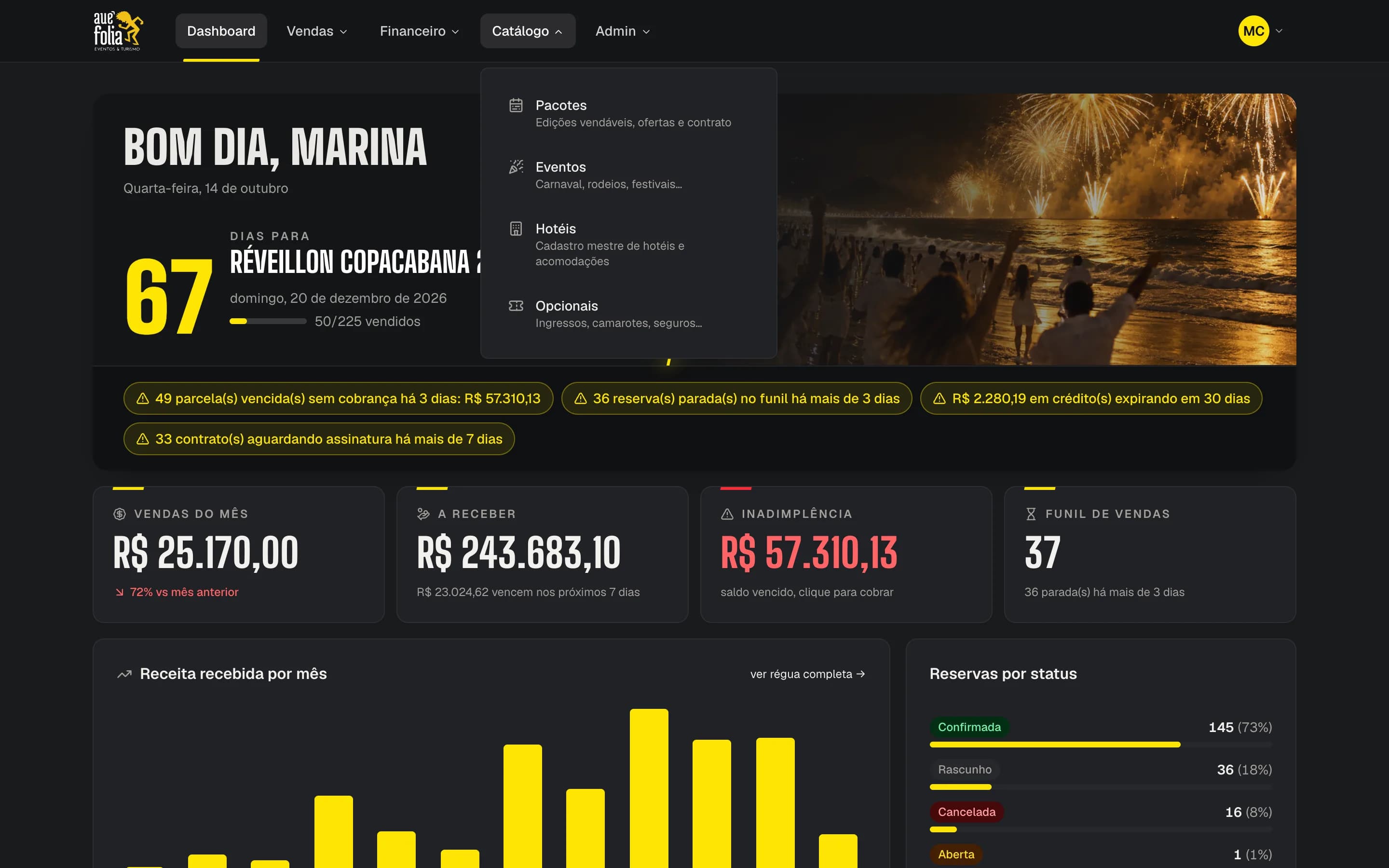 Menu Catálogo aberto