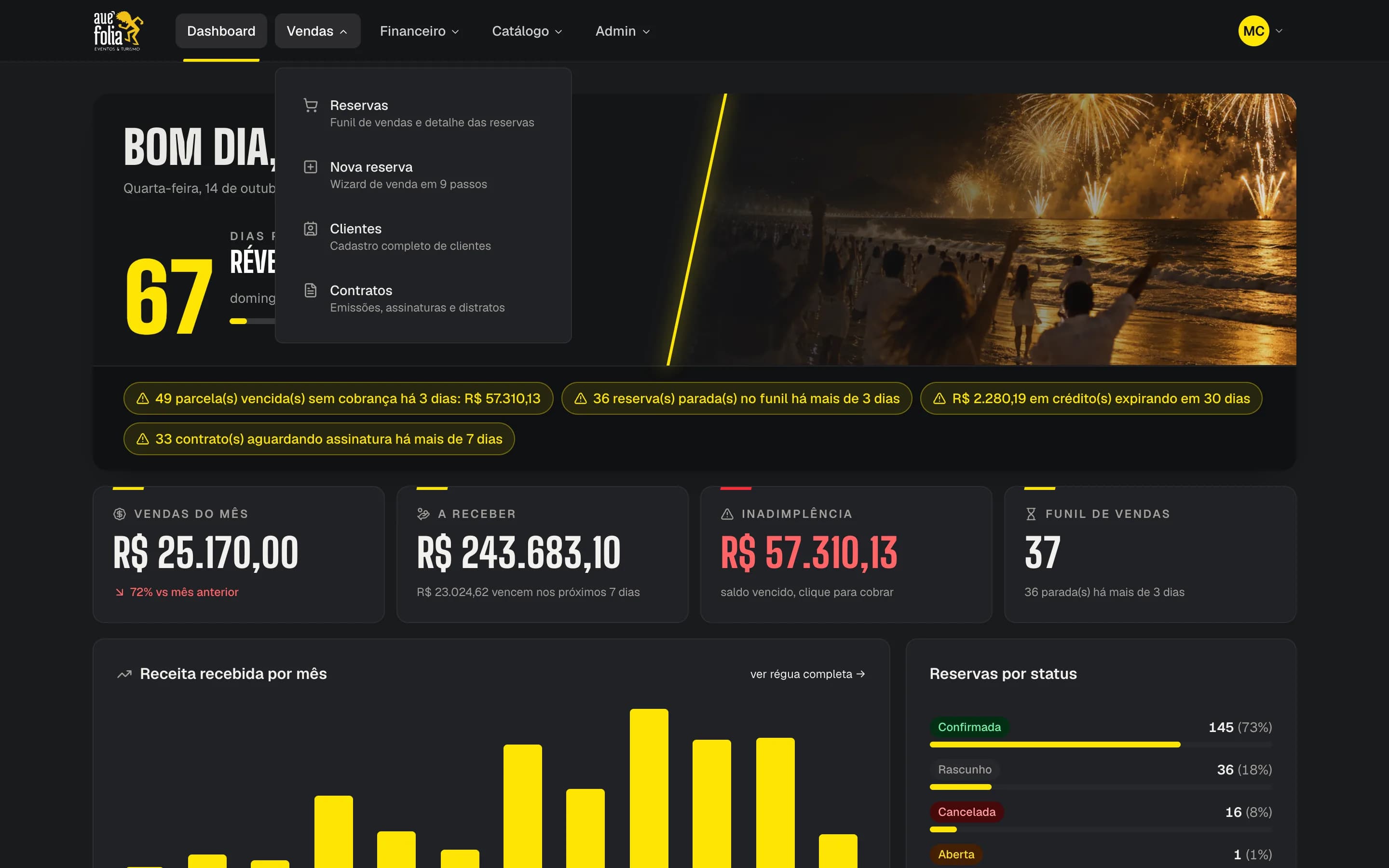 Menu Vendas aberto