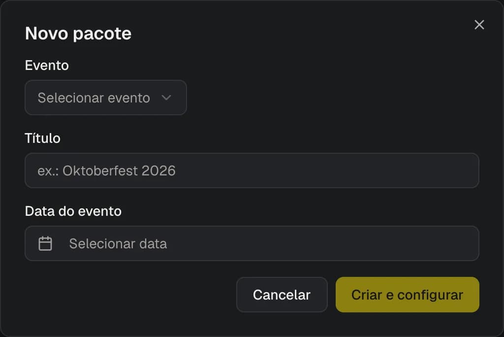 Diálogo de novo pacote